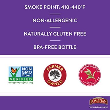 Pompeian Mild Taste Olive Oil, High Heat Cooking, Baking & Sauteing, High Smoke Point, 24 Fl Oz - Image 5