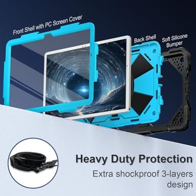 Scnioy for Galaxy Tab A9 Plus Case 11 Inch, Rugged Case for Samsung Galaxy A9+ Tablet with Screen Protector 360 Rotating Stand Shoulder Strap Pen Holder, 2023 Model(SM-X210/X216/218), Black Blue - Image 3