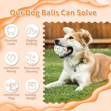 CyperGlory 2 Pack Indestructible Dog Tennis Balls for Aggressive Chewers: Interactive Pet Toys, Herding and Jolly Ball for Dogs, Durable, Bouncy, and Water Toy Fetch Balls (White, Orange) - Image 7