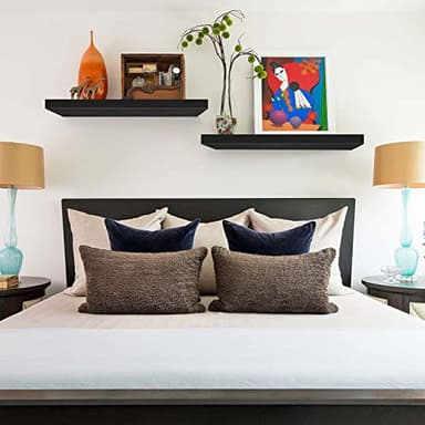 QEEIG Floating Shelves for Wall 35.4" Long - Wall Mounted Shelf Bathroom Kitchen Living Room Bedroom Farmhouse Home Decor Display Bookshelf Large 35.4 x 9.3 inch Set of 2, Black (008-90B) - Image 7