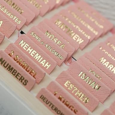 UPAFEXXI-Leather Bible Tabs, Bible Tabs for Women and Men(Gold Foil Lettering) Large Print Stickers, Easy to Read and Apply, 80 Chapters Labels for Easy Navigation (Pink) - Image 4