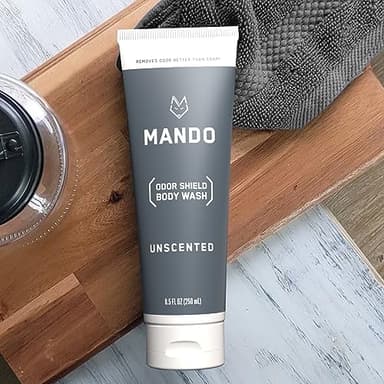 Mando Odor Shield Body Wash - 24 Hour Control - Removes Odor Better than Soap - SLS Free and Paraben Free, Skin Safe - 8.5 Ounce (Unscented) - Image 5
