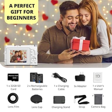 4K Digital Camera for Photography Autofocus, 2024 Latest 48MP Vlogging Camera for YouTube with SD Card, 2 Batteries, 3" 180°Flip Screen Compact Travel Camera for Teens with 16X Zoom (Off White) - Image 7