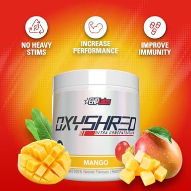 EHP Labs OxyShred Pre Workout Powder - Preworkout Powder with L Glutamine & Acetyl L Carnitine, Energy Boost Drink - Mango, 60 Servings - Image 5