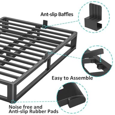 Firpeesy Upgrade Anti Bending and Round Corner Legs 10 inch Metal King Bed Frame 3500 LBS Heavy Steel Slats Support Platform Bed Frames No Box Spring Needed Platform Noise Free Easy Assembly - Image 4