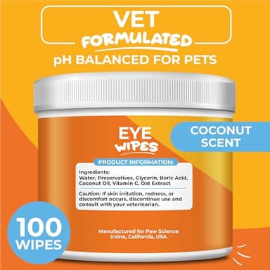 Paw Science Dog Eye Wipes - Hypoallergenic Eye & Face Wipes for Dogs, Cats, & Puppy - Pet Tear Stain Remover & Cleaner - Gently Cleans & Removes Discharge, Crust, & Gunk (Coconut) - Image 4