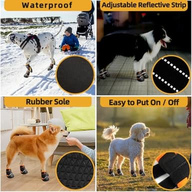 MUSIMC Dog Shoes for Large Dogs Anti-Slip Dog Boots & Paw Protectors for Hot Pavement Waterproof Small Medium Large Dog Booties for Rainy Day Summer Hiking Winter Snowy Day Dog Booties 4PCS - Image 5