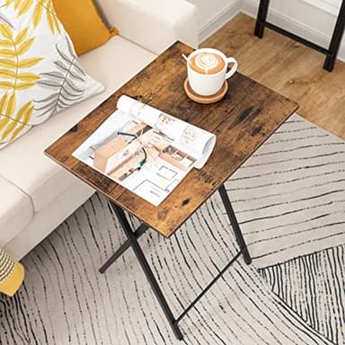 HOOBRO Folding TV Tray Tables, Set of 2 Side Table for Small Space, Industrial Snack Tables for Eating at Couch, Stable Metal Frame, Easy Assembly, Space Saving, Rustic Brown and Black BF25BZ01 - Image 6