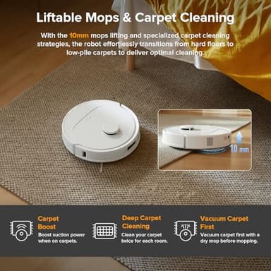 roborock Qrevo Series Robot Vacuum and Mop, 8000Pa Suction, Upgraded from Qrevo S, Anti-Tangle Brush, Smart Obstacle Avoidance, Auto Mop Washing, All-in-One Dock, 200RPM Spinning Mops, White(QV 35A) - Image 6