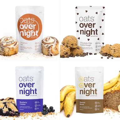 Oats Overnight Vegan Variety Pack - High Protein, High Fiber Breakfast Protein Shake - Gluten Free Oatmeal, Non GMO Protein Oatmeal - Banana Bread, Blueberry Cobbler & More (8 Pack + Shaker Bottle) - Image 9