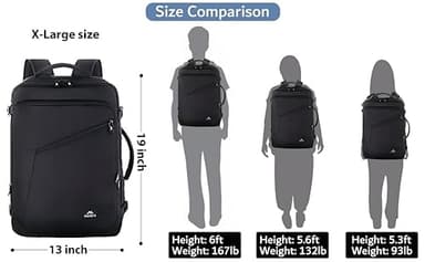 MATEIN Carry on Backpack, Extra Large Travel Backpack Expandable Airplane Approved Weekender Bag for Men and Women, Water Resistant Lightweight Daypack for Flight 40L, Black - Image 8