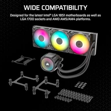 CORSAIR Nautilus 360 RS ARGB Liquid CPU Cooler – 360mm AIO – Low-Noise – Direct Motherboard Connection – Daisy-Chain – Intel LGA 1851/1700, AMD AM5/AM4 – 3X RS120 ARGB Fans Included – Black - Image 7