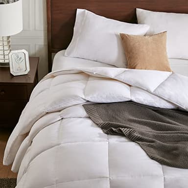 APSMILE All Season Down Feather Fibers Comforter Twin Size - Ultra-Soft High Fill-Power Hotel Collection Duvet Insert Fluffy Medium Warm Quilt Comforter with Corner Tabs(68x90, White) - Image 2