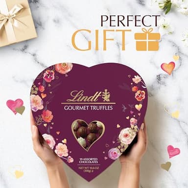 Lindt Valentine's Gourmet Truffles Assorted Chocolate Candy Heart, 10.6 oz. - Image 4