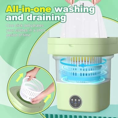 Portable Washing Machine, 11L Mini Washing Machine with 3 Cleaning Modes, Suitable for Baby Clothes, Underwear, Socks, Folding Design Suitable for Apartments, Camping & Travel - Image 5