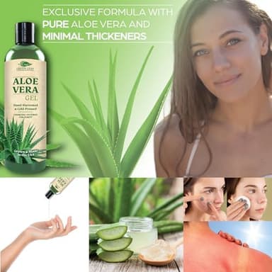 Green Leaf Naturals Amazing Aloe Vera Gel - Freshly Cut, 100% Pure Aloe, Premium Quality, Vegan, Unscented - Natural Sunburn Relief, After Shave, Skin, Face & Hair Care 12oz - Image 6