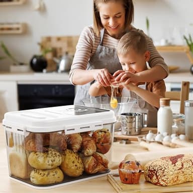 Olimingse Bread Box For Kitchen Countertop, Airtight Bread Storage Container, Bread Keeper For Homemade Bread, Cookies, Cereal, Fruits, 10L White. - Image 6