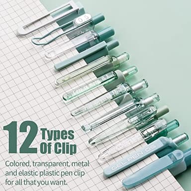 Four Candies Forest Series Gel Pens, Black & Green Ink Fine Point Smooth Writing Pens and Highlighter Set, Teal Office Supplies Back to School Stationery, Set of 12 - Image 5