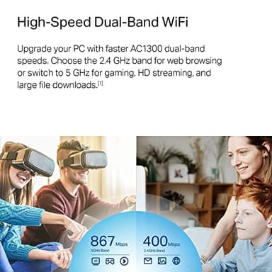 TP-Link USB WiFi Adapter, AC1300Mbps Dual Band 5dBi High Gain Antenna 2.4GHz/ 5GHz Wireless Network Adapter for Desktop PC (Archer T4U Plus)- Supports Windows 11/10, Mac OS 10.9-10.14 - Image 3
