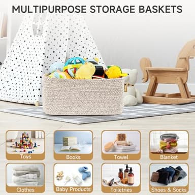 Maxuni 3-Pack Small Storage Baskets for Organizing | Woven Shelf Toy Basket | Rope Baskets for Gifts Empty | Closet Organizer Bins with Handles | Cube Decorative Box | 11.8×7.8×5.1” | Mixed brown - Image 8