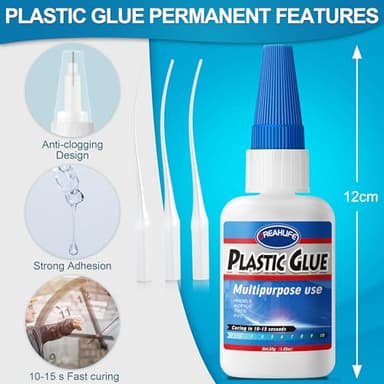 Super Glue for Plastic Repair, 30g Plastic Glue Strong Adhesive, Heavy Duty Glue for Acrylic, PLA, Toys, Car, Acrylic, ABS, PVC, Tube, DIY Kits, Vinyl, Nylon - Image 3