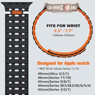 Bandletic Magnetic Watchband Compatible with Apple Watch Ultra Band Men Women, Silicone Sport Replacement Strap for iWatch 49mm(Ultra 3/2/1),46mm(11/10),45mm(9/8/7),44mm(SE3/SE2/SE/6/5/4),42mm(3/2/1) - Image 5