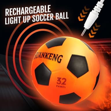 HuanKeng Upgrade Rechargeable Glow in The Dark Soccer Ball Birthday Gifts for 6 7 8 9 10 11 12 13 14 15 Year Old Boys, NO.5 Sports Outdoor Light Up Soccer Ball Games for Teen Kids Boy Toys Ages 6-15 - Image 3