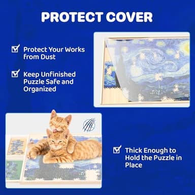 1500 Piece Puzzle Board with Drawers Rotatable 360-Degree Wheels and Cover 34'' x 26'' Wooden Jigsaw Puzzle Table Puzzle Storage Organizer Portable Lightweight Design (No Lazy Susan) - Image 7