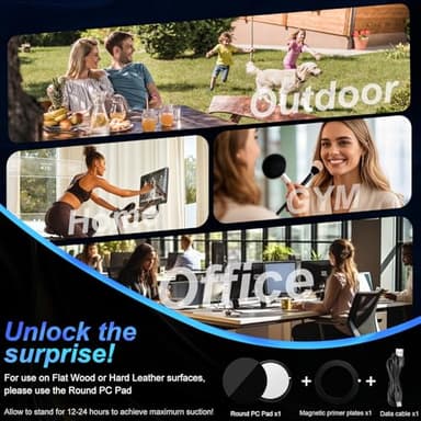 Magnetic Phone Holder for Car - Upgraded 360° Vacuum Magnetic Phone Holder, Foldable Retractable Suction Cup Car Mount for Magsafe for Your Car/Gym/Mirror Mount for iPhone & Android - Image 8