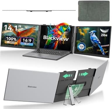 Blackview DCM6 Triple Laptop Screen Extender,14" 1080P FHD IPS Portable External Screen,Two Cable USB C Travel for 13-17'' Laptop,Plug & Play Compatible with Windows/Mac/Chrome OS and Mobile Devices - Image 3