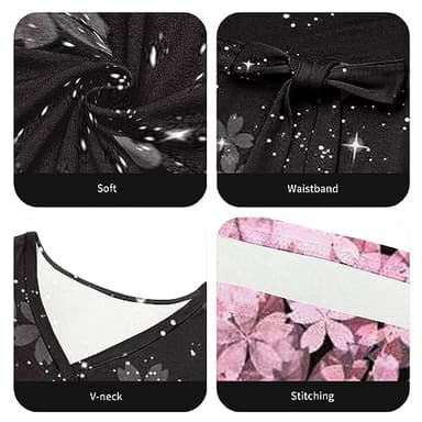 FANDEE Women's 2025 Maxi Dress - Floral Printed Bohemian Summer Long Maxi Dress V-Neck 3/4 Sleeve Sakura XL - Image 5