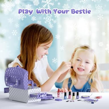 PERRYHOME Kids Makeup Set for Girl 56 Pcs Washable Real Cosmetic, Non-Toxic Frozen Toys Toddler Makeup Kit, Princess Dress up Christmas & Birthday Girl Gift for 3 4 5 6 7 8 9 10 11 12 Year Old Girls - Image 3