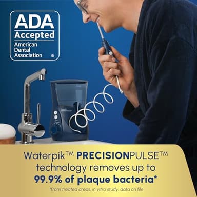Waterpik Aquarius Water Flosser For Teeth Cleaning, Gums, Braces, Dental Care, Electric Power With 10 Settings, 7 Tips For Multiple Users And Needs, ADA Accepted, Blue WP-663, Packaging May Vary - Image 3