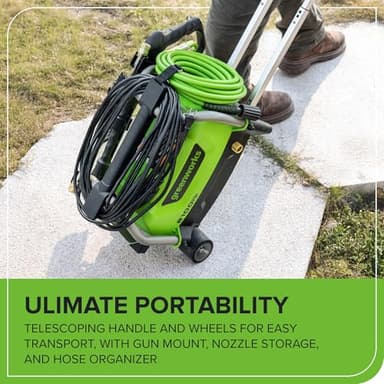 Greenworks 2100 PSI (SGS Certified) 1.2 GPM 13Amp Compact Electric Pressure Washer Telescoping Handle Power Washer for Cars, Driveways, Patios, Patio Furniture & Around Pools - Image 4