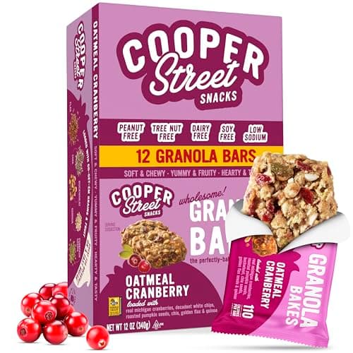 Cooper Street Oatmeal Cranberry Granola Bakes (12 pack) - Individually Wrapped Soft and Chewy Breakfast Granola Bars - Nut, Dairy & Soy Free - Great As Kids Snacks For School, Hiking Or Lunchbreak - Image 1