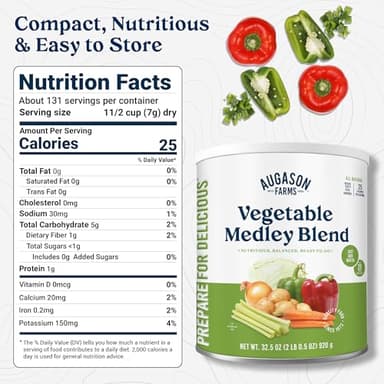 Augason Farms Vegetable Medley Blend Can - Dehydrated Mixed Veggies - Gluten Free Emergency Food Supply with Long Shelf Life for Survival, Disaster Prep & Everyday Meals - 131 Servings - Image 2