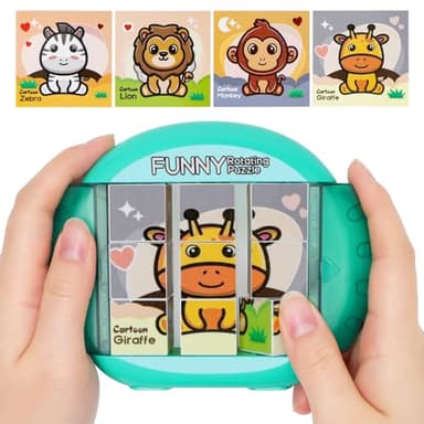 Fullware Rotating Puzzle for Kids 3 4 5 6 7 8 Year Old, 4 Puzzles in 1, Toddlers Travel, Car, Airplane, Road Trip Activities, Fine Motor Skills, Fidget, Gift for Boys & Girls Ages 3+(Animals - Image 1