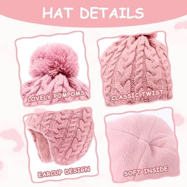 Duoyeree Boys Winter hat Toddler Beanies Girls Knitted Cap Classic Twist for Baby Kids Warm Ear Flap 2-4T 4-7T - Image 3