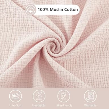Bearmoss Bassinet Sheets - 2 Pack Muslin Cotton Bassinet Sheets Fits Oval and Rectangle Bassinet Mattress, Breathable and Skin-Friendly for Baby Boy and Girl (Light Pink&Purple) - Image 6