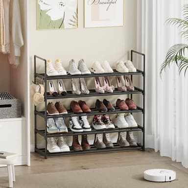 Shoe Rack - 5-Tier Shoe Organizer, Sturdy Shoe Storage Shelf, Perfect for Front Door Entrance, Closet & Entryway, Easy to Assemble, DIY Layering Options (L - 5 Tier) - Image 3