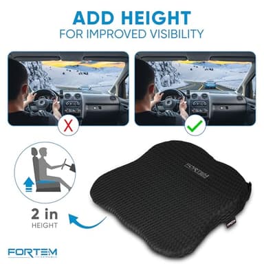 FORTEM Car Seat Cushion and Back Support Pillow, Memory Foam Car Wedge Cushion, Comfort Back Rest and Lumbar Support for Driving, Non Slip Seat Pad, Adjustable Straps, Washable Cover - Image 6