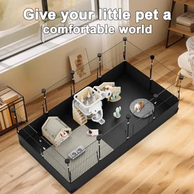 Tresbro Guinea Pig Cage with Waterproof PVC Bottom Liner & One-Hand Release Hook, Triple Fixing C&C Cage for Guinea Pigs, Bunny, Rabbit, Hedgehog, Small Animal Indoor Playpen 48''L x 24''W x 16''H - Image 2