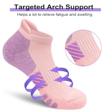 WISVOOO 6 Pairs Ankle Socks Women Anti-blister Breathable Running Athletic Cushioned Socks - Image 2