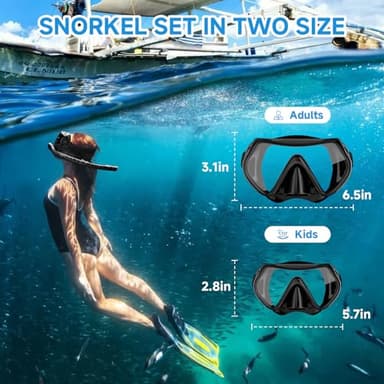 Snorkeling Gear for Adults, Dry-Top Snorkel Set Scuba Diving mask (Black+Pink) - Image 6