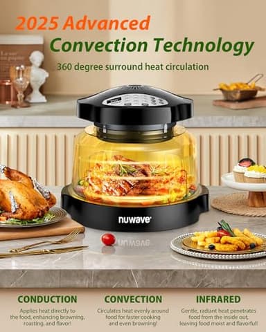 Nuwave Oven Pro Plus Air Fryer, Infra-Red Countertop, 2025 Advanced Convection, No Defrosting or Preheating, Cook Fresh or Frozen, Durable Power Dome, 100 Presets & 50 Memory, PFAS Free, Black - Image 7