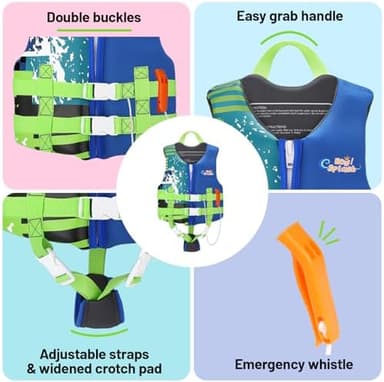 HeySplash Toddler Swim Vest, Kids Swimming Jacket Fit 30-50/50-80lbs, Child Floaties Vest wiht Safety Strap, Float Jacket for Girls/Boys on Pool,Beach,Boating, Learn to Swim Aid, M 3-6 Yrs/L 6-9 Yrs - Image 6
