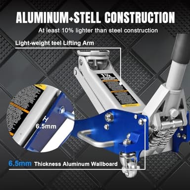 BIG RED T815016L Torin Hydraulic Low Profile Aluminum and Steel Racing Floor Jack with Dual Piston Quick Lift Pump, 1.5 Ton (3,000 lb) Capacity, Blue, T815016L - Image 3