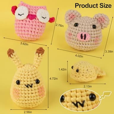XSEINO Crochet Kit for Beginners - Crochet Start Kit with Step-by-Step Video Tutorials - Learn to Crochet Kits for Adults and Kids - Pig,Pikaegg,Owl,Whale - Image 4