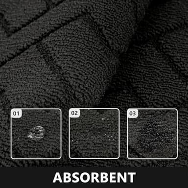 hicorfe Kitchen Rugs and Mats Sets,2 Pieces Super Absorbent Polypropylene Non-Slip Rug,Soft Comfort Floor Mat,Washable for Kitchen,Hallway,Office,Sink,Laundry(24" x 35"+24" x 71",Black) - Image 7