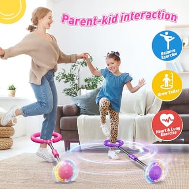 Flooyes Skip Ball for Kids, Ankle Skip Ball Toy with Counter, Timer and Cal Calculator, Girl Birthday Gifts for Age 6 7 8 9 10+, Rechargeable Colorful Flash Wheel Skip Ball for Girls Women - Image 6